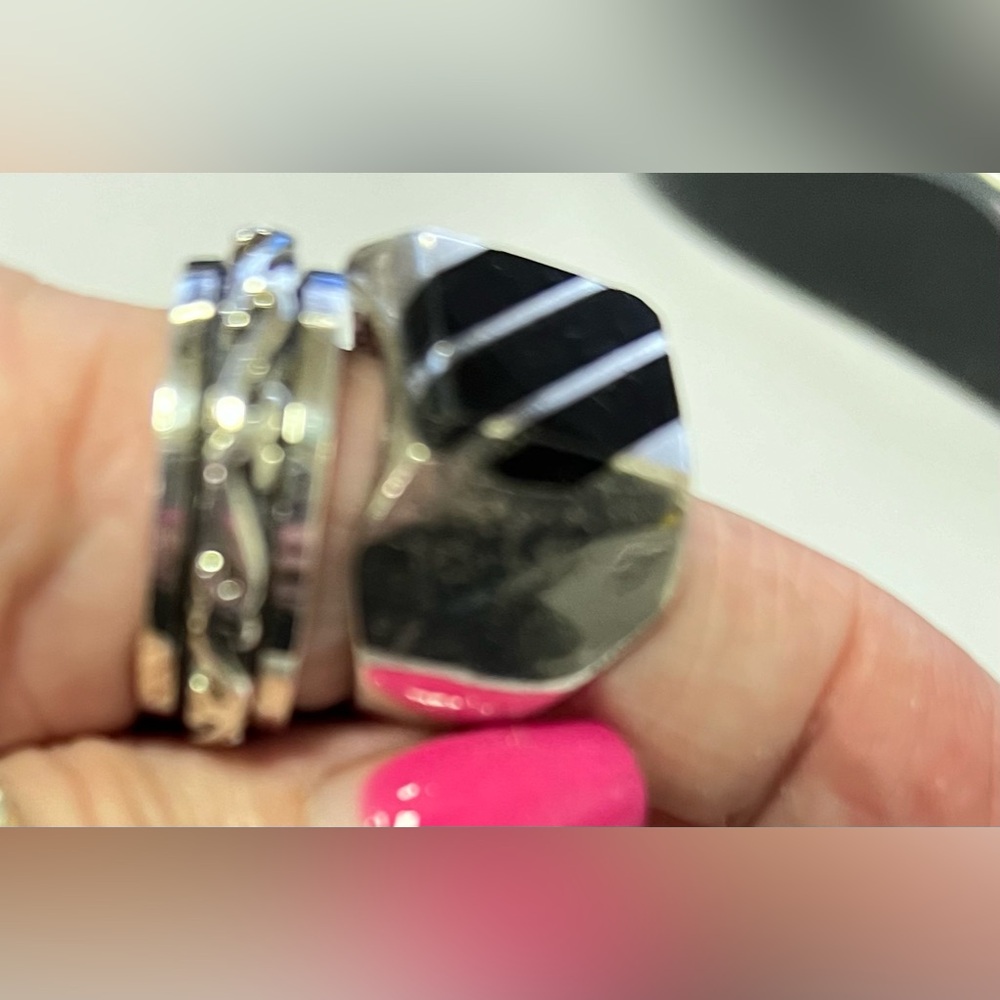 Sterling,BLACK ONYX ,Tribal Men’s Size 12 & 14, 925,Mexico & TN-68